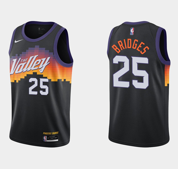 Men's Phoenix Suns #25 Mikal Bridges Black City Edition Stitched Jersey